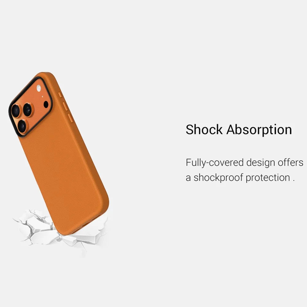 KZDOO For iPhone 17 Pro Max Case Compatible with MagSafe PU + PC Shockproof Phone Cover - Orange - 4