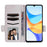 For Blackview Shark 6  /  Oscal Tiger 8 Case Litchi Texture Wallet Leather Phone Cover with Wrist Strap - White - 2