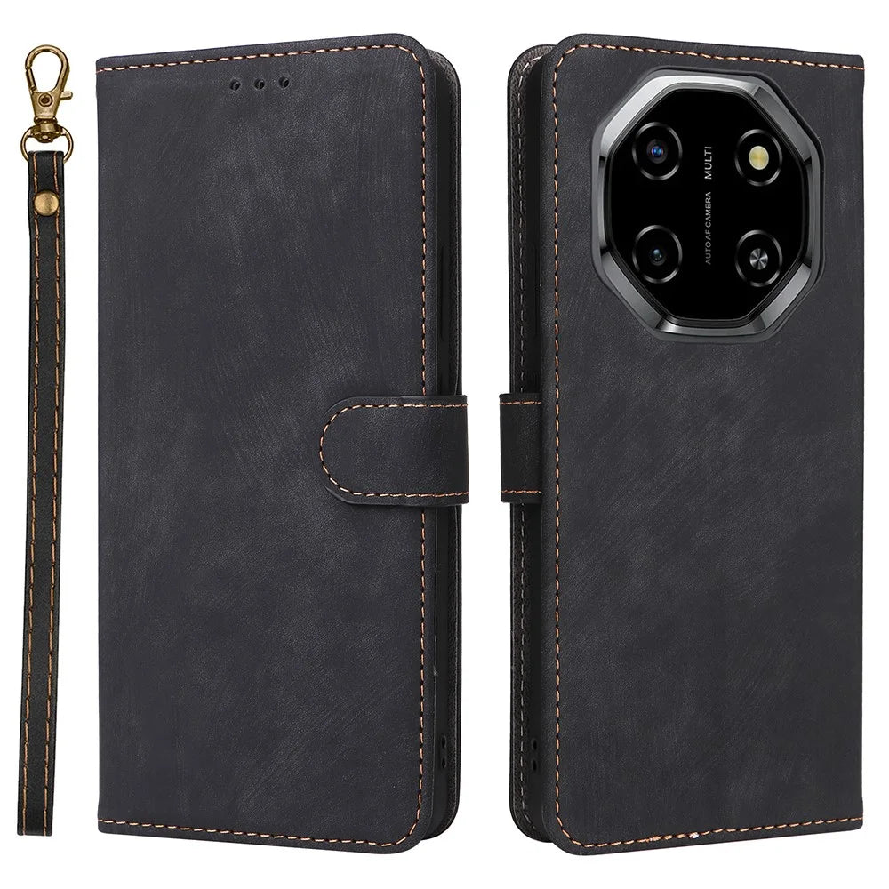 For Blackview Shark 6  /  Oscal Tiger 8 Case Wallet RFID Blocking PU Leather Phone Cover Stand with Strap - Black - 1
