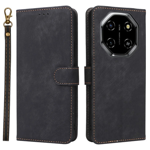 For Blackview Shark 6  /  Oscal Tiger 8 Case Wallet RFID Blocking PU Leather Phone Cover Stand with Strap - Black - 1