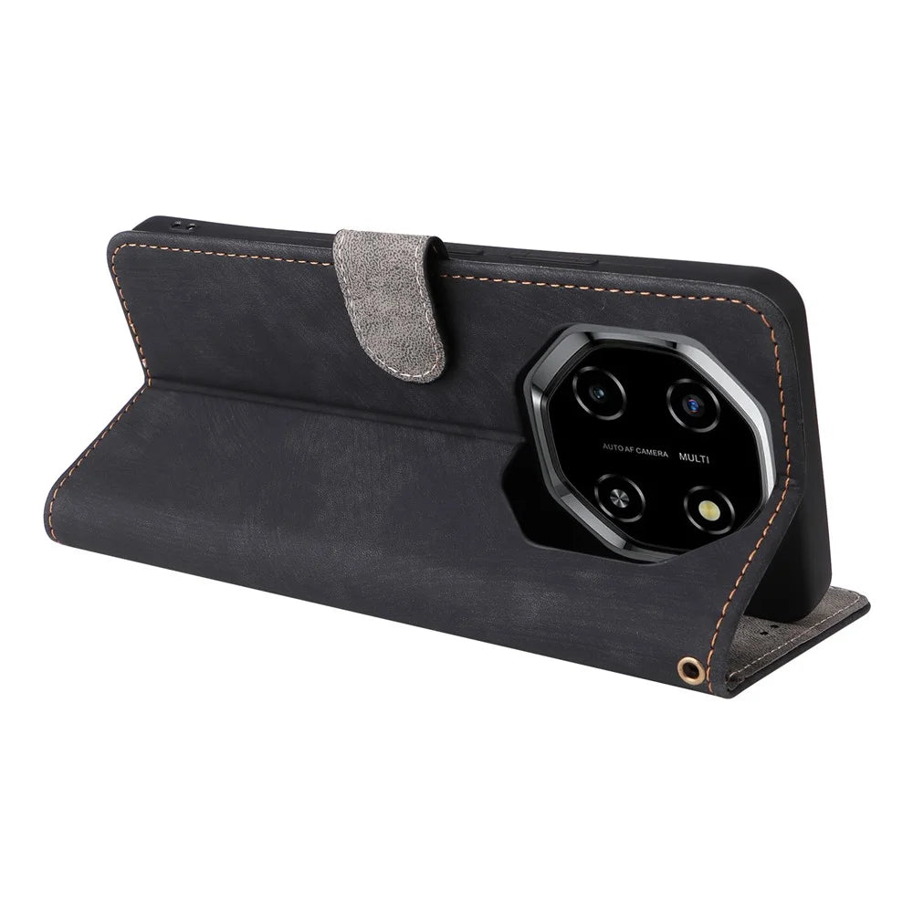 For Blackview Shark 6  /  Oscal Tiger 8 Case Wallet RFID Blocking PU Leather Phone Cover Stand with Strap - Black - 5