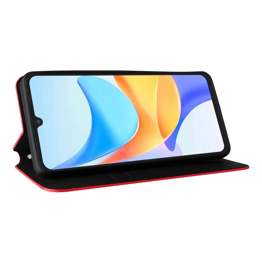 For Blackview Shark 6  /  Oscal Tiger 8 Case Wallet Rhombus Imprinted Leather Phone Cover - Red - 4