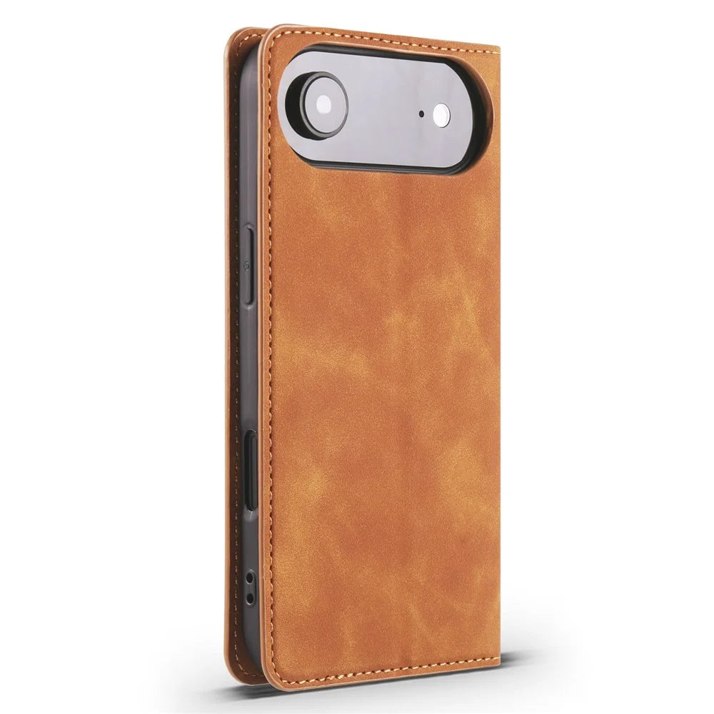 FORWENW For iPhone Air Wallet Case Magnetic Absorption Leather Flip Phone Cover with Stand - Brown - 6