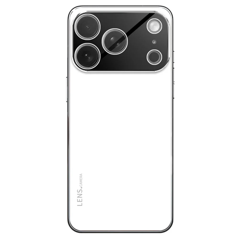 For iPhone 17 Pro Max Case Acrylic + TPU + Metal Anti-Scratch Phone Cover with Electroplating Frame - White - 1