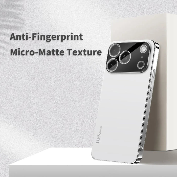 For iPhone 17 Pro Max Case Acrylic + TPU + Metal Anti-Scratch Phone Cover with Electroplating Frame - White - 3