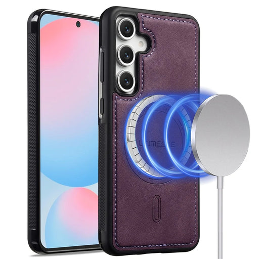 LC.IMEEKE L6 For Samsung Galaxy S23 FE Magnetic Case PU Leather Coated PC TPU Phone Cover - Purple - 1