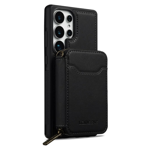 LC.IMEEKE L6 For Samsung Galaxy S25 Ultra Magnetic Case Detachable Zipper Wallet Leather Coated PC + TPU Phone Cover - Black - 2