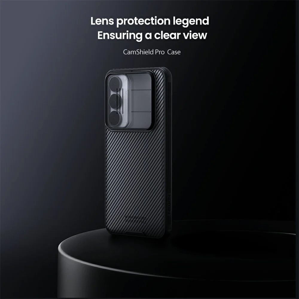NILLKIN Camshield Pro Series For Samsung Galaxy S25 FE Case TPU + PC Phone Cover with Camera Slider - Transparent Black - 6