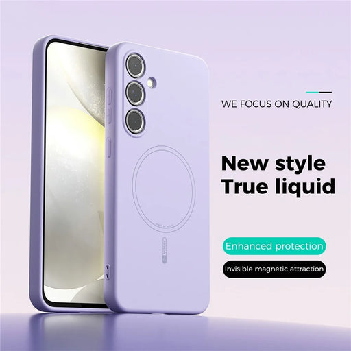 ABEEL For Samsung Galaxy S24 Magnetic Case Skin Touch Liquid Silicone Phone Back Cover - Purple - 2
