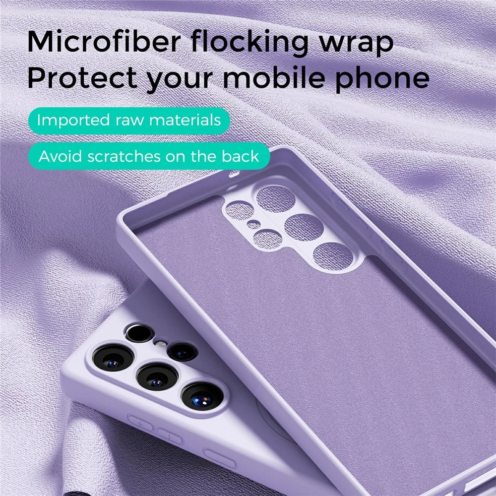 ABEEL For Samsung Galaxy S24 Ultra Magnetic Case Skin Touch Liquid Silicone Phone Back Cover - Purple - 3