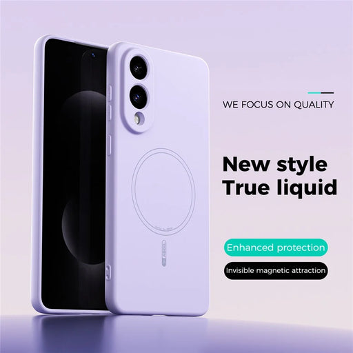 ABEEL For Samsung Galaxy S25 Edge Magnetic Case Skin Touch Liquid Silicone Phone Back Cover - Purple - 2