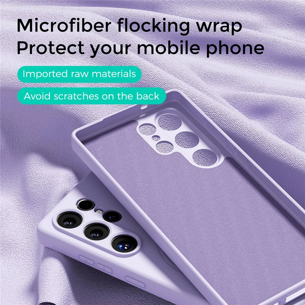 ABEEL For Samsung Galaxy S25 Edge Magnetic Case Skin Touch Liquid Silicone Phone Back Cover - Purple - 3