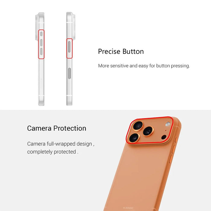 KZDOO Air Skin Series for iPhone 17 Pro Case Frosted Back Ultra Thin PP Phone Cover - Black - 4