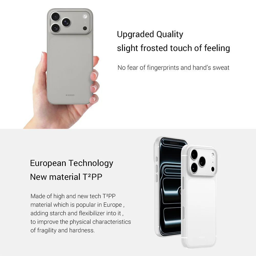 KZDOO Air Skin Series for iPhone 17 Pro Max Case Frosted Back Ultra Thin PP Phone Cover - Black - 3