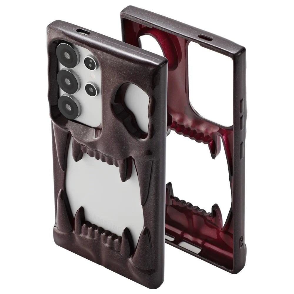 For Samsung Galaxy S25 Ultra Case Hollow Skull Tiger Tooth Design Glitter TPU Phone Cover - Tan - 2