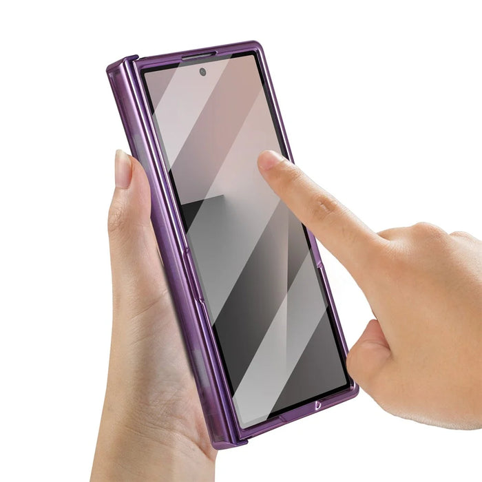 For Samsung Galaxy Z Fold7 5G Magnetic Case Rotating Kickstand Electroplated PC Phone Cover - Purple - 5