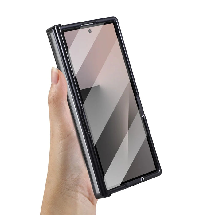 For Samsung Galaxy Z Fold7 5G Magnetic Case CD Vein Rotating Kickstand Electroplated PC Phone Cover - Black - 5