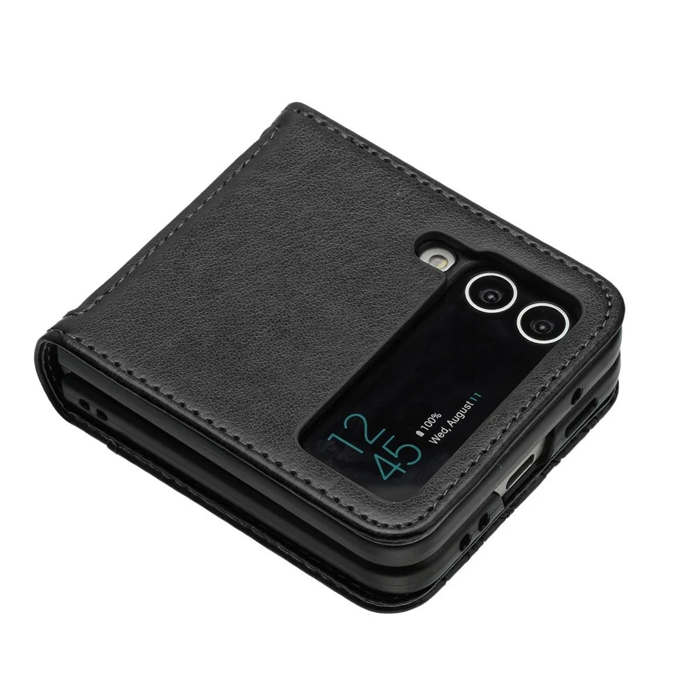 For Samsung Galaxy Z Flip4 5G PU Leather Imprinting Flower Butterflies Phone Cover Anti-Drop Protective Case - Black - 3