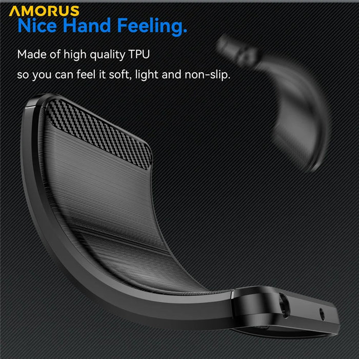 AMORUS For iPhone 16 Pro Max Case Carbon Fiber Texture Brushed Protective Phone Cover - Black - 4