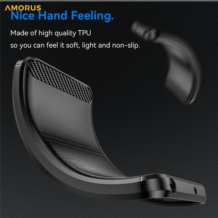 AMORUS For iPhone 16 Case Carbon Fiber Texture Brushed Protective Phone Cover - Black - 5
