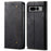 For Google Pixel 7 Pro 5G Jeans Cloth Texture PU Leather Phone Case Stand Magnetic Absorption Wallet Flip Cover - Black - 1