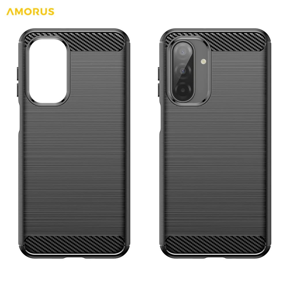 AMORUS For Samsung Galaxy A17 5G / A17 4G / M17 5G / F17 5G Case Carbon Fiber Texture Brushed Protective Phone Cover - Black - 2
