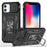 Armor Series for iPhone 11 6.1 inch Anti-scratch Phone Case Kickstand PC + TPU Protective Back Cover with Slide Camera Cover - Black - 1