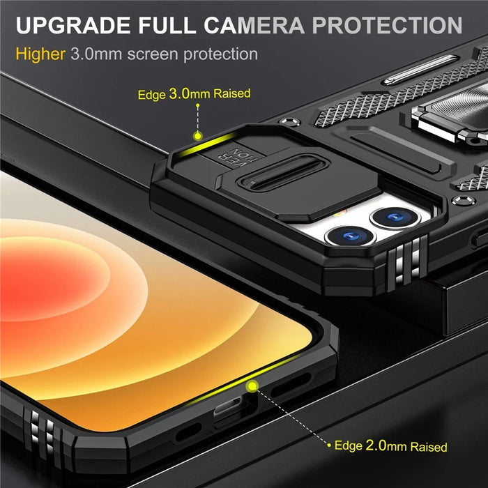 Armor Series for iPhone 11 6.1 inch Anti-scratch Phone Case Kickstand PC + TPU Protective Back Cover with Slide Camera Cover - Black - 3