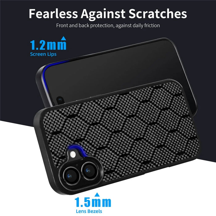 For iPhone 17 Case Aramid Fiber TPU Shockproof Phone Cover - Honeycomb Texture - 5