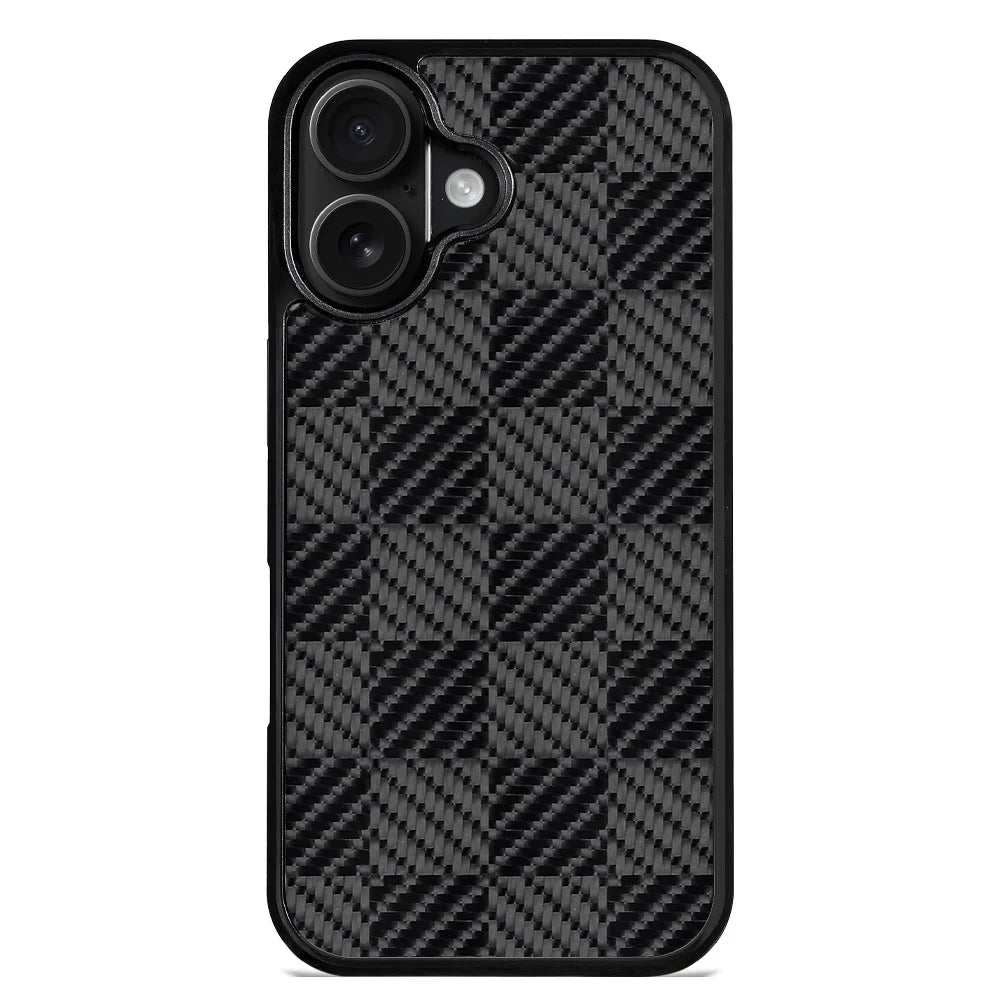 For iPhone 17 Case Compatible with MagSafe Aramid Fiber TPU Shockproof Phone Cover - Square Texture - 1