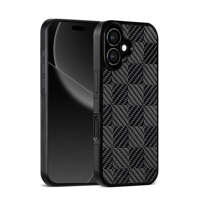 For iPhone 17 Case Compatible with MagSafe Aramid Fiber TPU Shockproof Phone Cover - Square Texture - 2