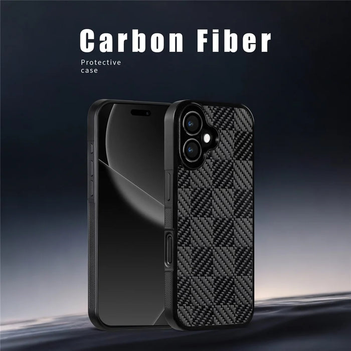 For iPhone 17 Case Compatible with MagSafe Aramid Fiber TPU Shockproof Phone Cover - Square Texture - 5