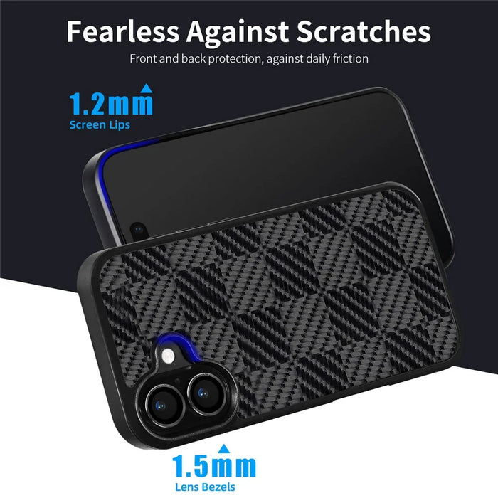 For iPhone 17 Case Compatible with MagSafe Aramid Fiber TPU Shockproof Phone Cover - Square Texture - 7