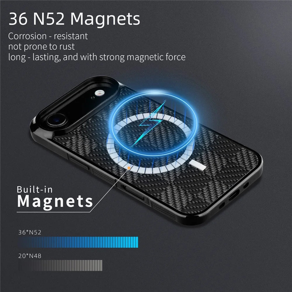 For iPhone Air Case Compatible with MagSafe Aramid Fiber TPU Shockproof Phone Cover - Square Texture - 3