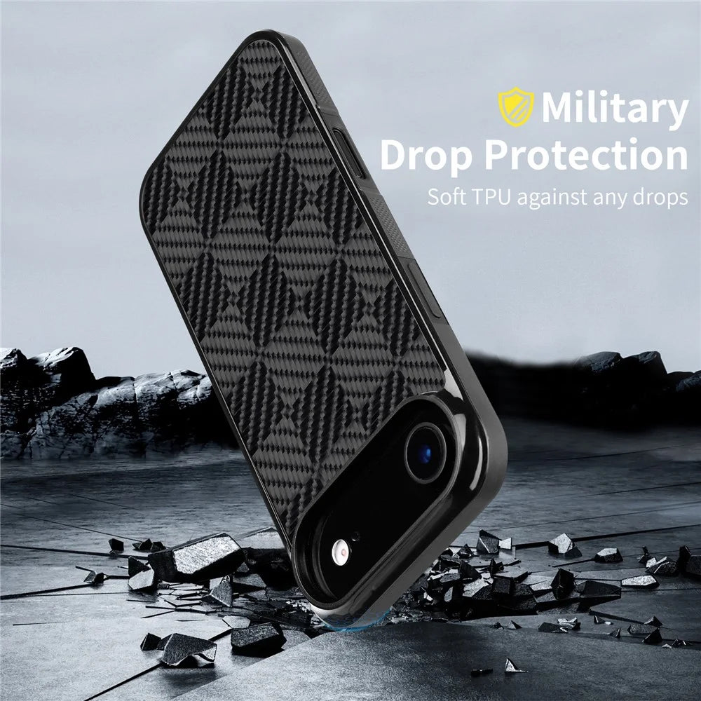 For iPhone Air Case Compatible with MagSafe Aramid Fiber TPU Shockproof Phone Cover - Square Texture - 4