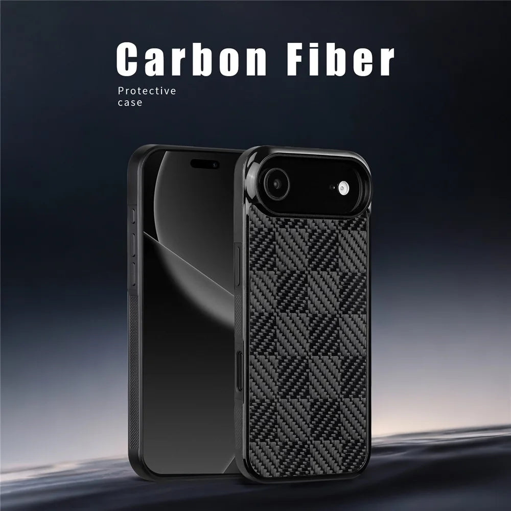 For iPhone Air Case Compatible with MagSafe Aramid Fiber TPU Shockproof Phone Cover - Square Texture - 5