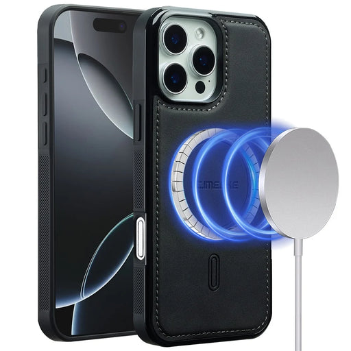 LC.IMEEKE L6 For iPhone 14 Pro Max Case PU Leather Coated PC TPU Phone Cover Compatible with MagSafe - Black - 1