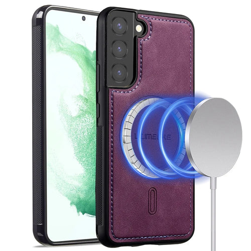 LC.IMEEKE L6 For Samsung Galaxy S22+ 5G Case PU Leather Coated PC TPU Phone Cover Magnetic Case - Purple - 1