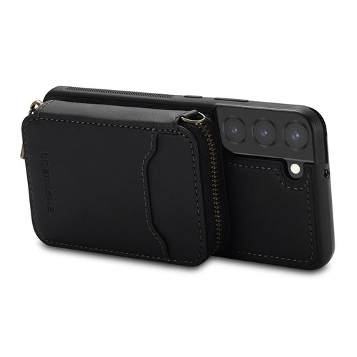 LC.IMEEKE L6 For Samsung	Galaxy S22 5G Magnetic Case Detachable Zipper Wallet Leather Coated PC + TPU Phone Cover - Black - 2