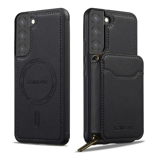 LC.IMEEKE L6 For Samsung	Galaxy S21 FE 5G Magnetic Case Detachable Zipper Wallet Leather Coated PC + TPU Phone Cover - Black - 2