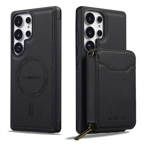 LC.IMEEKE L6 For Samsung Galaxy S24 Ultra Magnetic Case Detachable Zipper Wallet Leather Coated PC + TPU Phone Cover - Black - 2