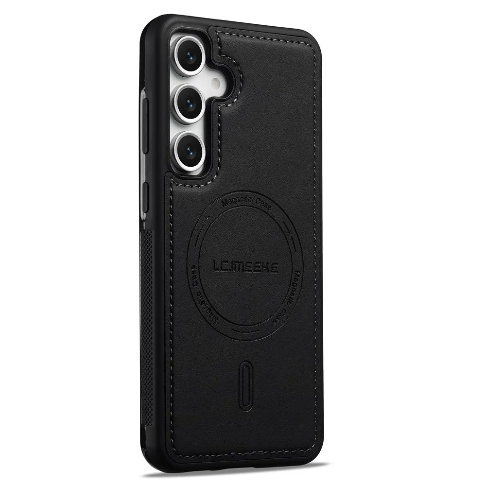 LC.IMEEKE L6 For Samsung Galaxy A35 5G Case PU Leather Coated PC TPU Phone Cover Magnetic Case - Black - 3