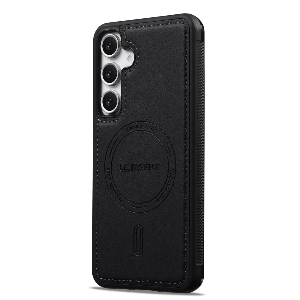 LC.IMEEKE L6 For Samsung Galaxy A35 5G Case PU Leather Coated PC TPU Phone Cover Magnetic Case - Black - 4