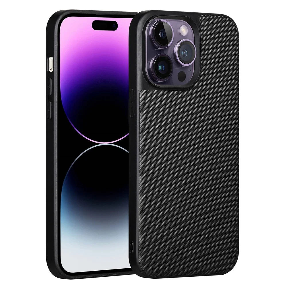 VILI TC Series for iPhone 14 Pro Max Textured Leather Coated TPU Phone Case Anti-scratch Mobile Phone Back Cover - 1