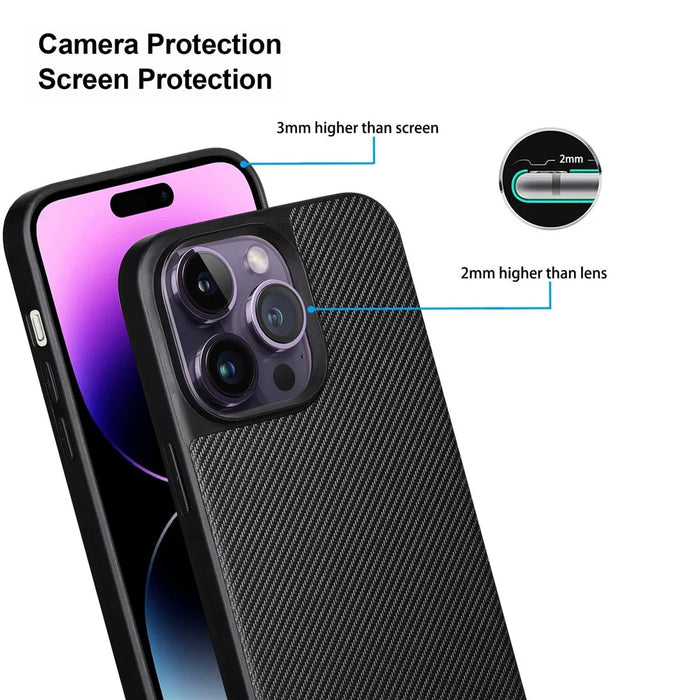 VILI TC Series for iPhone 14 Pro Max Textured Leather Coated TPU Phone Case Anti-scratch Mobile Phone Back Cover - 4