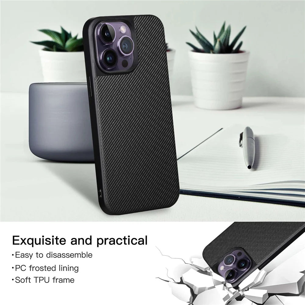 VILI TC Series for iPhone 14 Pro Max Textured Leather Coated TPU Phone Case Anti-scratch Mobile Phone Back Cover - 5