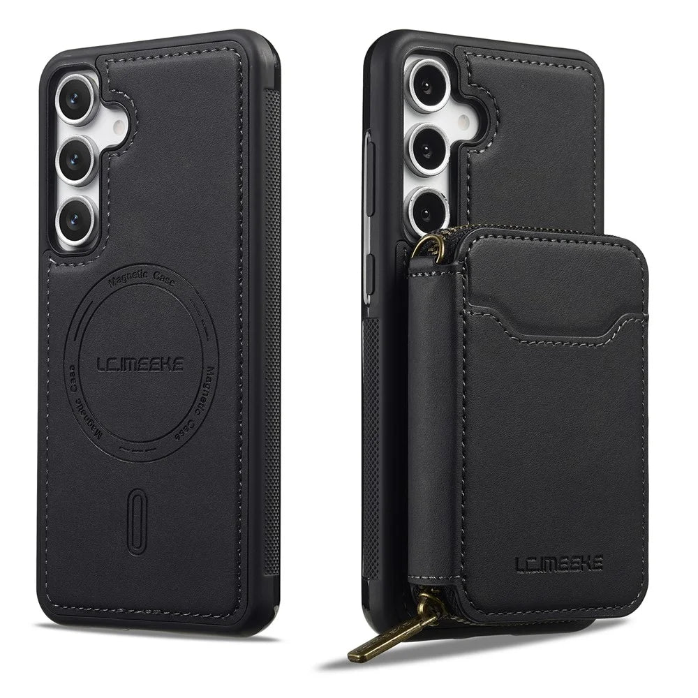 LC.IMEEKE L6 For Samsung	Galaxy A56 5G Magnetic Case Detachable Zipper Wallet Leather Coated PC + TPU Phone Cover - Black - 6