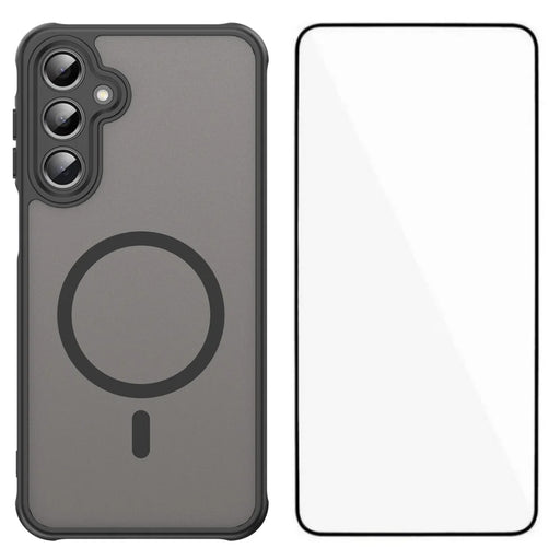 WANLONFENG For Samsung Galaxy A16 4G / Galaxy A16 5G Magnetic Case with Screen Film  FD Series Skin Touch TPU + PC Phone Back Cover - Black - 1