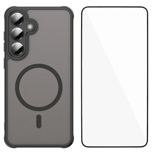 WANLONFENG For Samsung Galaxy S24 FE Magnetic Case with Screen Film  FD Series Skin Touch TPU + PC Phone Back Cover - Black - 1