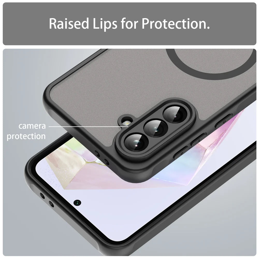 WANLONFENG For Samsung Galaxy A56 5G Magnetic Case with Screen Film  FD Series Skin Touch TPU + PC Phone Back Cover - Black - 7